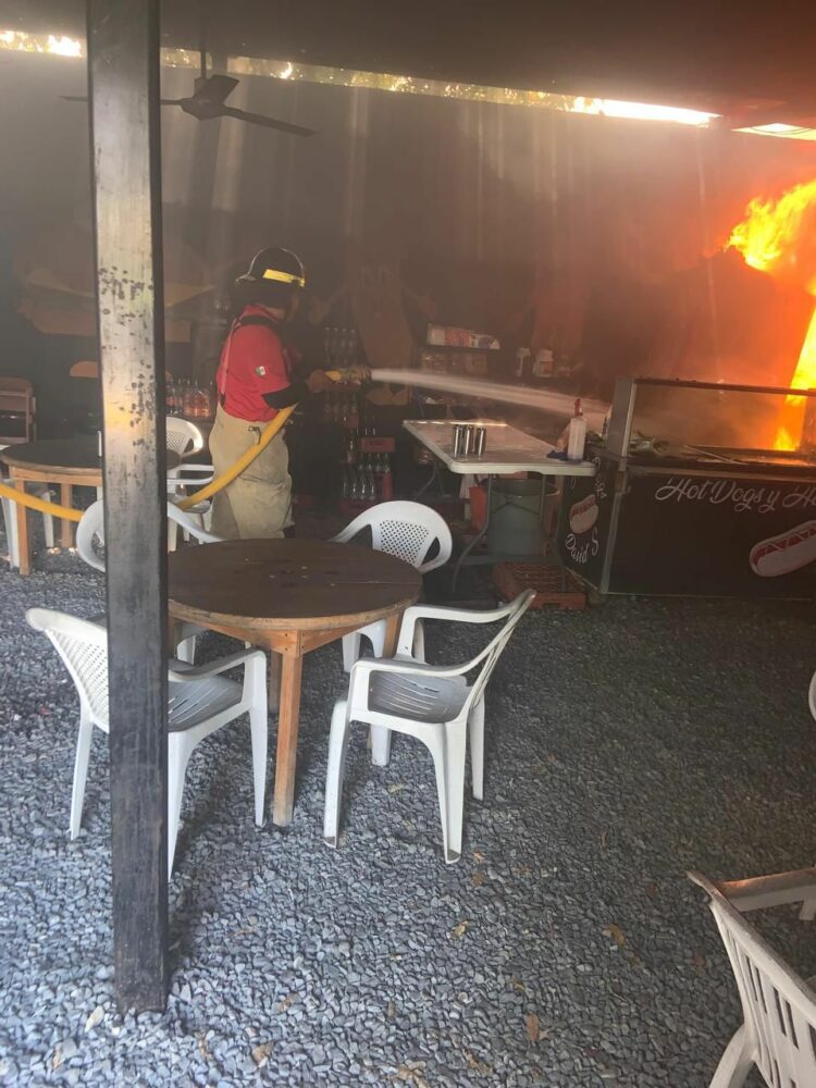 Incendio devora local de hamburguesas “David’s”, en la Col. Revolución Verde.