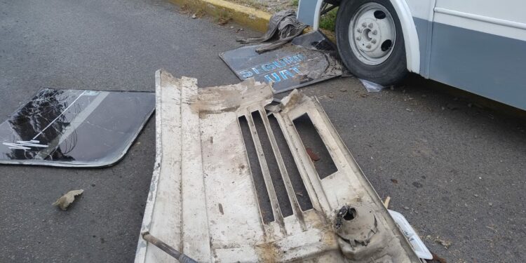 Microbús choca contra palmera; hay 15 lesionados