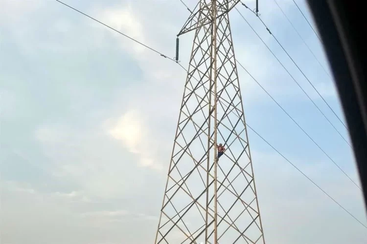 Rescatan a mujer de torre eléctrica en Apodaca