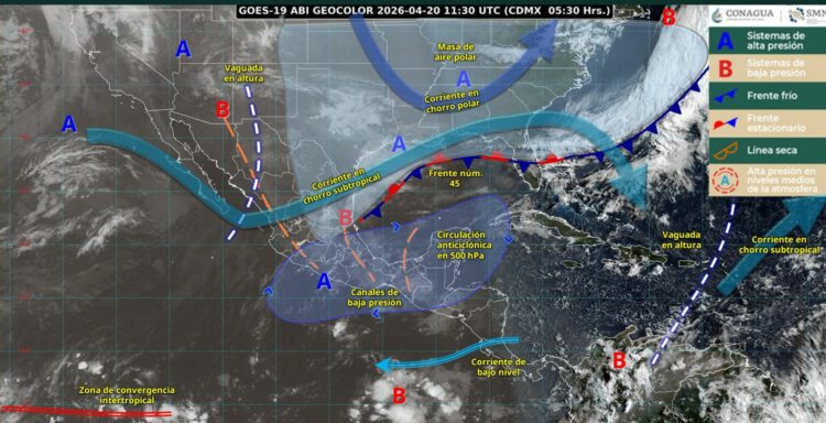 Prevén chubascos en Tamaulipas por frente estacionario