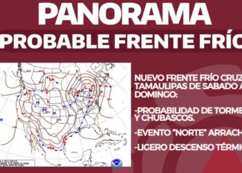 Frente frío amenaza con lluvias fuertes a Tamaulipas