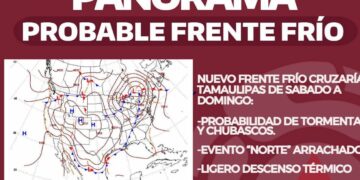 Frente frío amenaza con lluvias fuertes a Tamaulipas