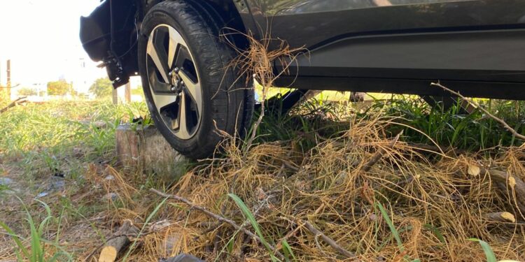 Destroza su camioneta al chocar contra poste