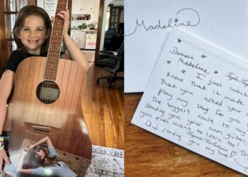 Taylor Swift regala guitarras autografiadas a una niña de ocho años y a su vecino tras un video viral en TikTok