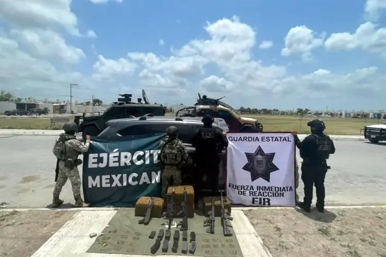 Decomisan arsenal y mariguana en Matamoros