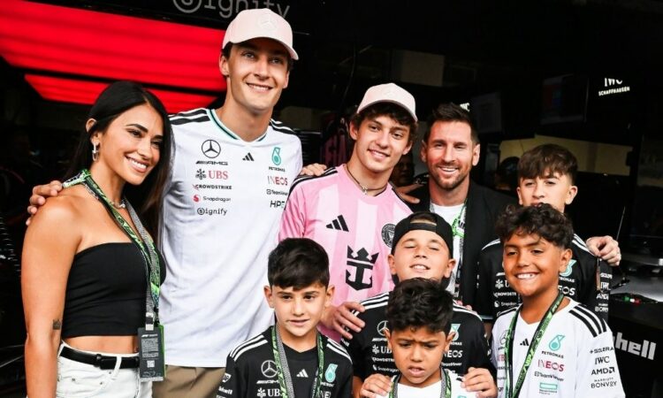 Lionel Messi visita el paddock del Gran Premio de Miami y respalda a Franco Colapinto