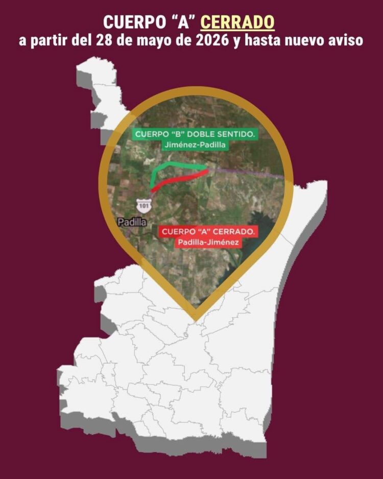 Cerrarán parcialmente la carretera a Matamoros