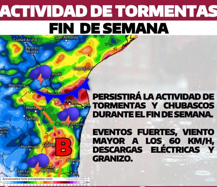 Alerta de tormentas y torbellinos en Tamaulipas