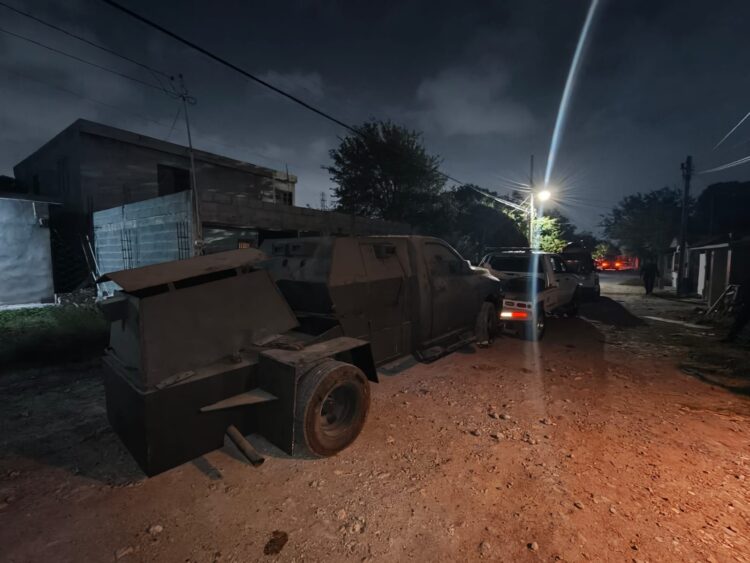 Decomisan vehículo “monstruo” en cateo en Reynosa