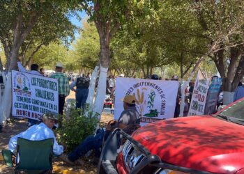 Productores agrícolas instalan plantón en la Segob