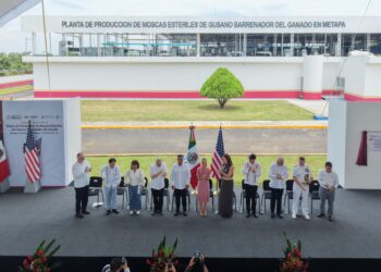 Gobiernos de México y EU inauguran en Chiapas planta de moscas estériles del gusano barrenador del ganado