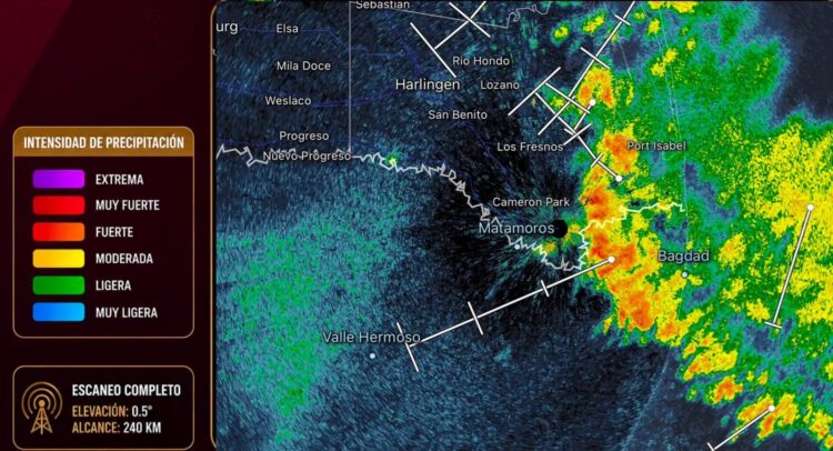 Lluvias ligeras y vientos del sur en Matamoros por efectos de tormenta Bertha