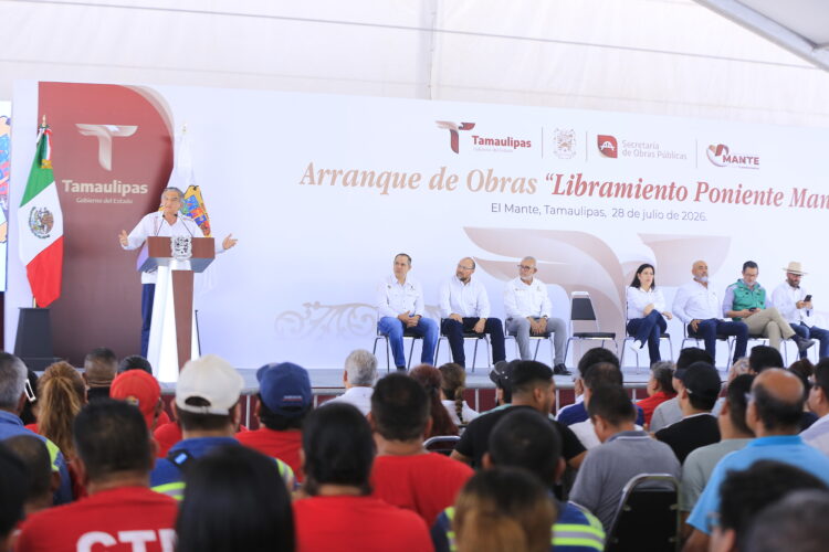Arranca Américo Villarreal libramiento poniente y entrega obras hidráulicas y deportivas en El Mante