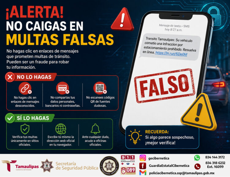 Alertan por falsas multas de tránsito vía SMS