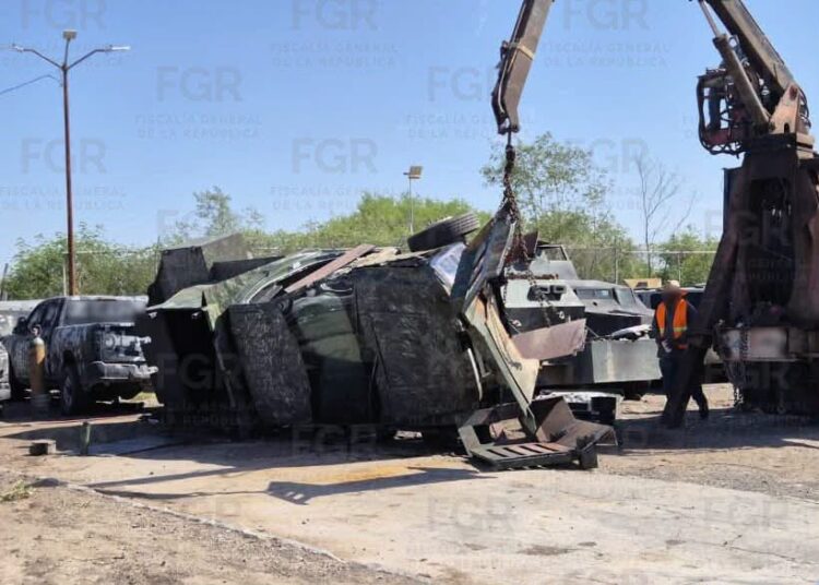 Destruye Fiscalía 25 vehículos blindados asegurados a delincuencia en Tamaulipas