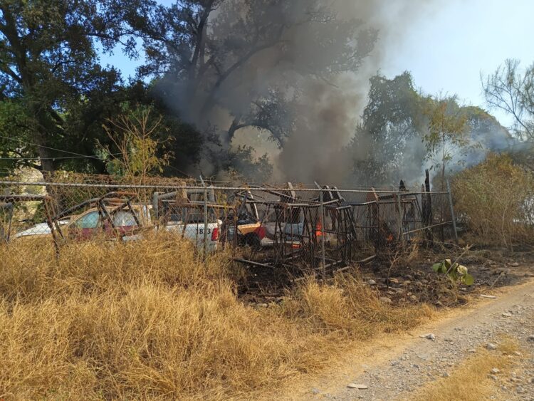 Incendio en Campo de Tiro Tamatán arrasa con 11 patrullas descompuestas