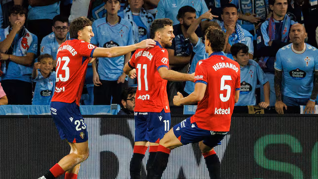 Celta cae 2-1 ante Osasuna tras remontada en LaLiga
