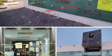 Pintan alcaldía de Madero en protesta por detención de Danna