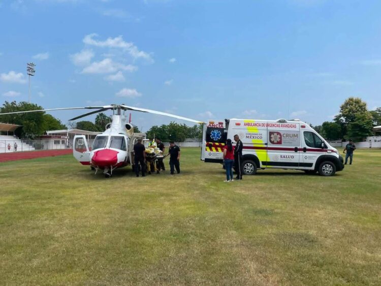 Evacúan por aire a paciente grave