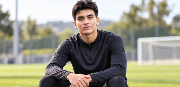 Jugador de fútbol en el campo de entrenamiento