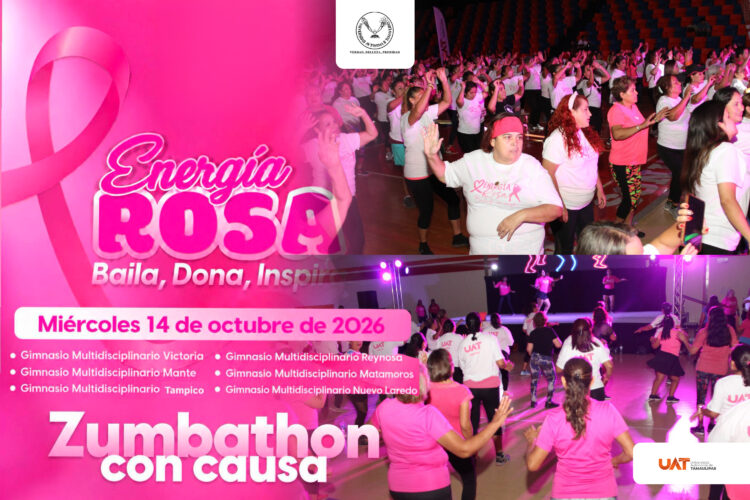 Organiza la UAT el Zumbathón con Causa “Energía Rosa: Baila, Dona, Inspira”