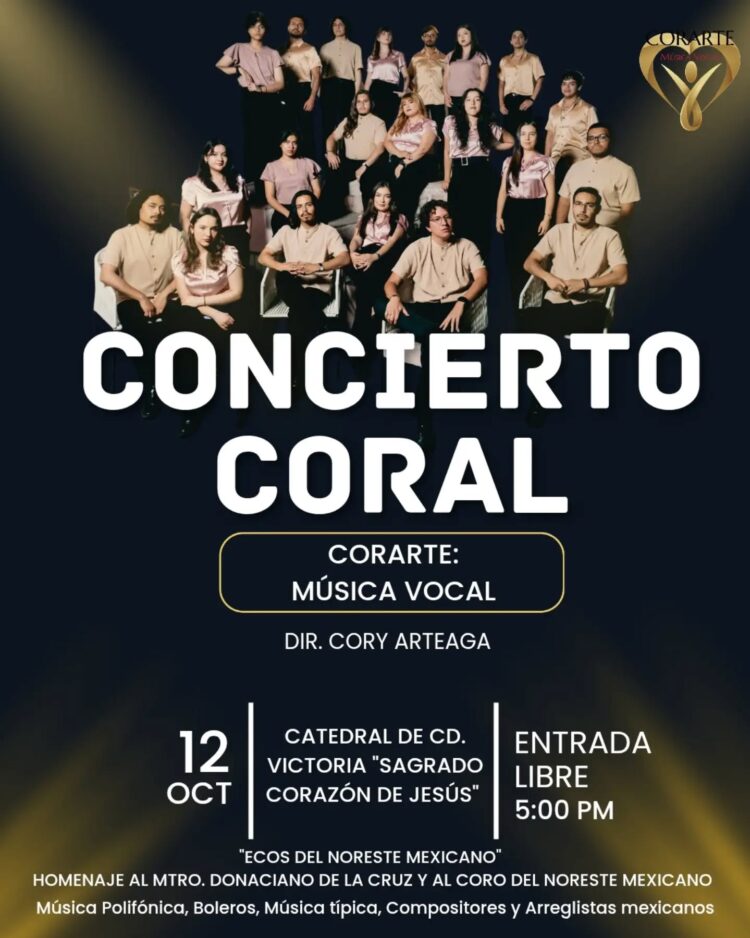 CORARTE ofrecerá concierto gratuito en Catedral de Victoria