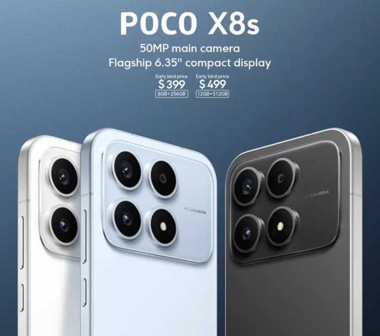 Poco X8s: nuevo smartphone con potente batería y cámara teleobjetivo
