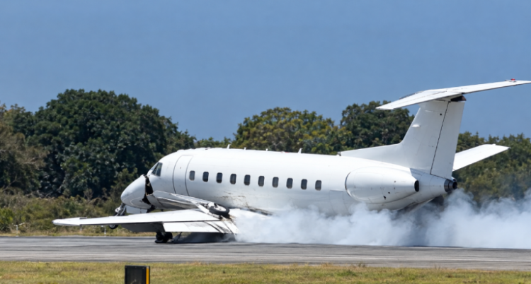 Avión con 30 personas aterriza tras chocar con cebra
